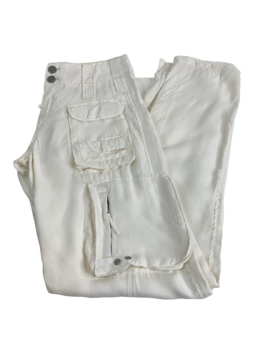 Pete & Greta Johnny Was Pants Women’s Sz 6 Marika Cargo Ivory Cupra $218 Nwot - Picture 2 of 13
